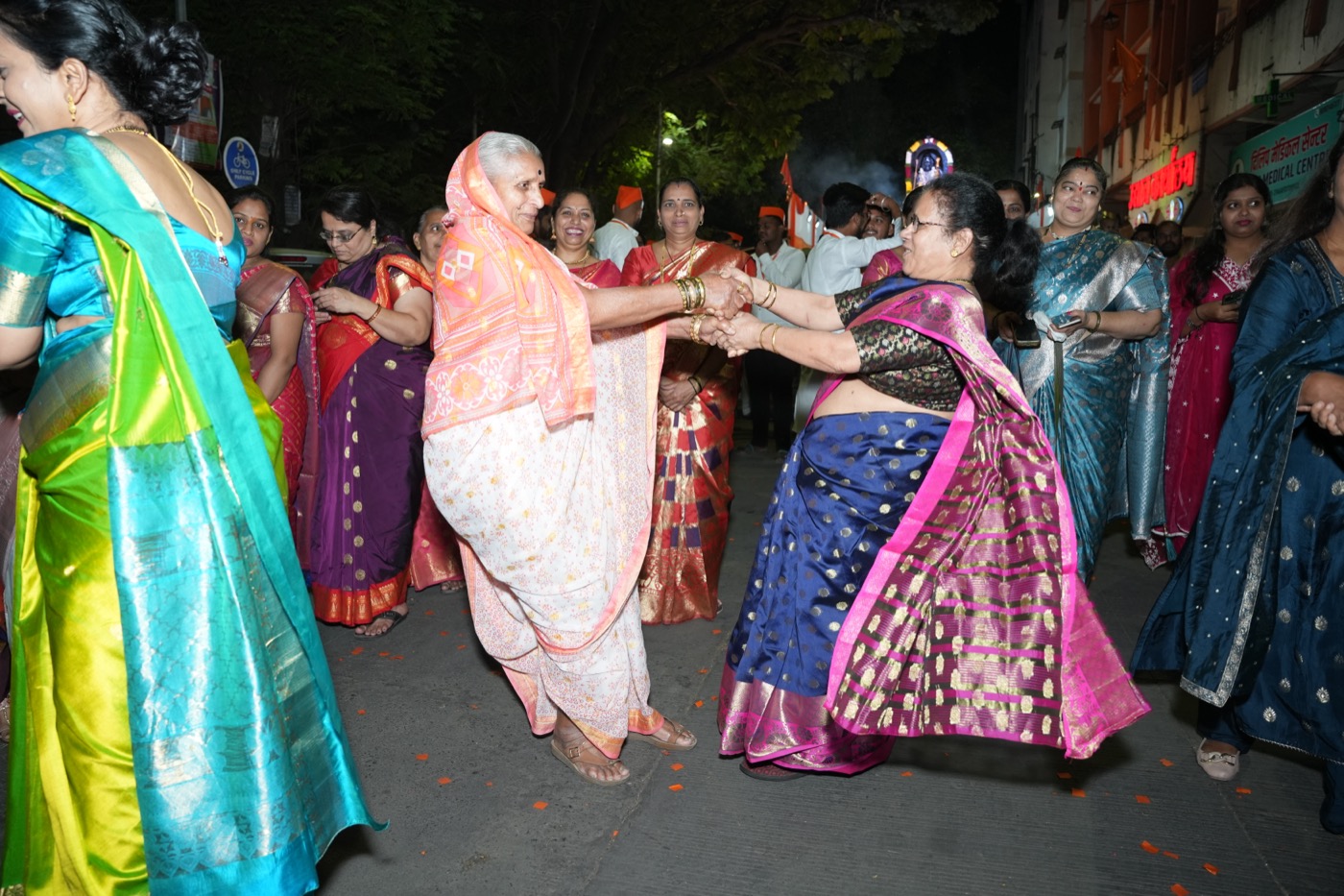 Joyful dance during Shobha Yatra
